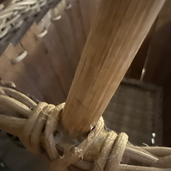 Vintage Split Wood Magazine Rack Basket Wood Handle - Picture 8 of 16